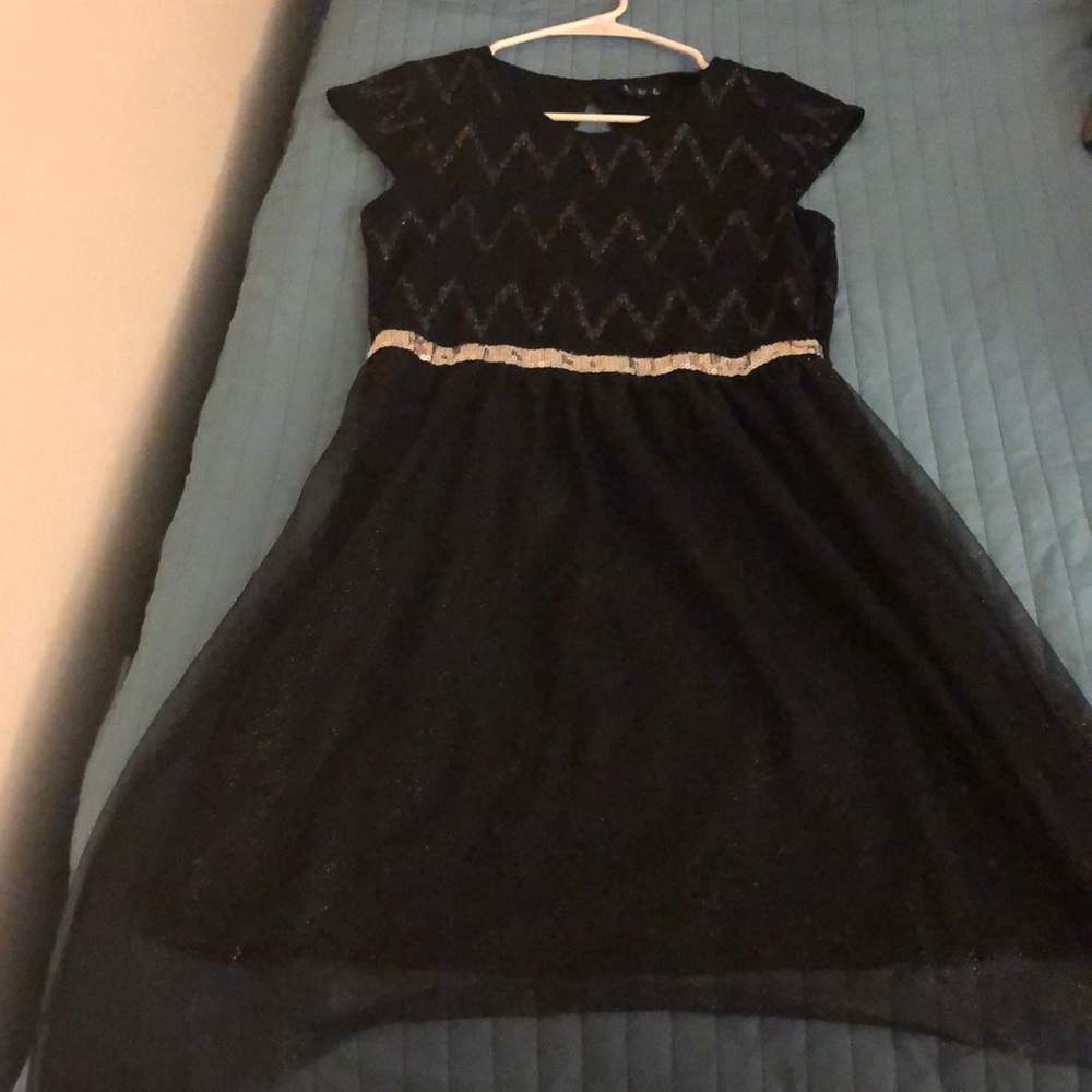 Black hi lo sparkle dress
